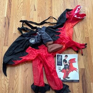 Inflatable Ride on Raptor Dinosaur Costume for Kids - Red and Black